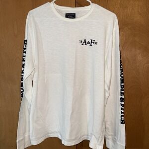 Abercrombie & Fitch Mens Size XL Long Sleeve T-Shirt Navy Logo Graphic Y2K